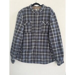 Voyager Remote Fleece Shirt Jacket Adult  2XL Blue Plaid Sherpa Lined Shacket